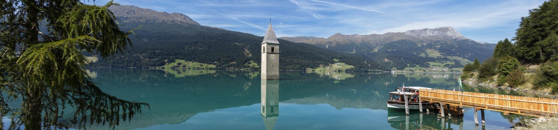 Der versunkene Turm im Reschensee