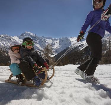 Children on a toboggan